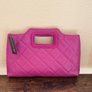 INC Juditth Pink Quilted Handle Clutch Bag